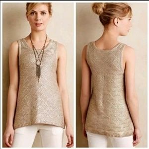 Anthropologie Moth Metallic Sleeveless Sweater